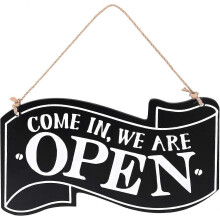 (As show, One size) Open Closed Sign for Shop 14x25cm Wooden Plaque Sign Decorative Wooden Sign Open Close Door Hanging Sign Double Sided Sign Come In We Are Open Come Ag