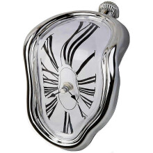 (As show, One size) Melting Clock, Salvador Dali Watch Melted Clock for Decorative Home Office Shelf Desk Table Funny Creative Gift Silver 1pc)