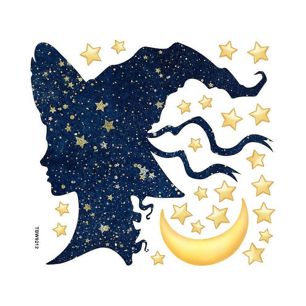 (As show, One size) Halloween Wall Stickers For Kids Rooms Girl Gift Hallowmas All Saints' Day Wall Decal Home Decoration Witch Bat Poster Wallpaperblue1pcs