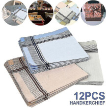 (As show, One size) 12x Men's Handkerchiefs Men's Handkerchiefs Fabric 100% Cotton Size 38*38 Cm