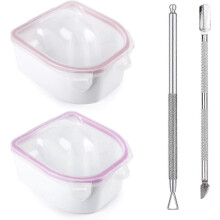 (As show, One size) Nail Soaking Bowl, Soak Off Gel Polish Dip Powder Remover Manicure Bowl with Triangle Cuticle Peeler and Stainless Steel Cuticle Pusher Nail Art Tool