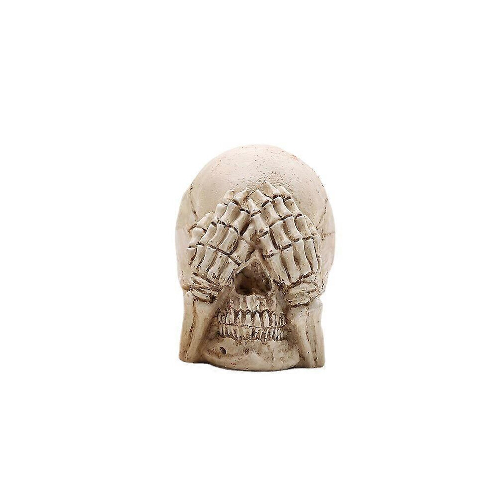 Kikidex (As Show, One Size) Halloween Skull Resin Luminous Decorative Scary Props Ornamentsbeige1pcs
