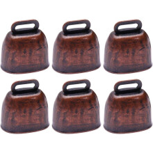 (As show, One size) Cow Horse Sheep Grazing Copper Bells,Retro Metal Cow Bell,Cattle Farm Animal Loud Bell,Decorative Metal Hanging Bell (Red Bronze,6pcs)