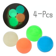 (As show, One size) 4-pcs Luminous Sticky Target To Vent Artifact Ball Sticky Wall Ball Suction Top Ball Toy Then Throwing Decompression Ball