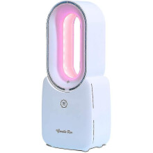 (As show, One size) Desk Fan, Bladeless Fan Small Table Fan Air Multiplier Cooler, Portable Rechargeable Breeze Quiet Fan With Touch Led Light For Office Bedroom (white