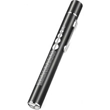 (As show, One size) Pen Light Portable Dual Light Source LED Pen Torch Rechargeable Penlight with Pocket Clip Healthcare Laboratory and Life Sciences Pen lamp  (black) (1