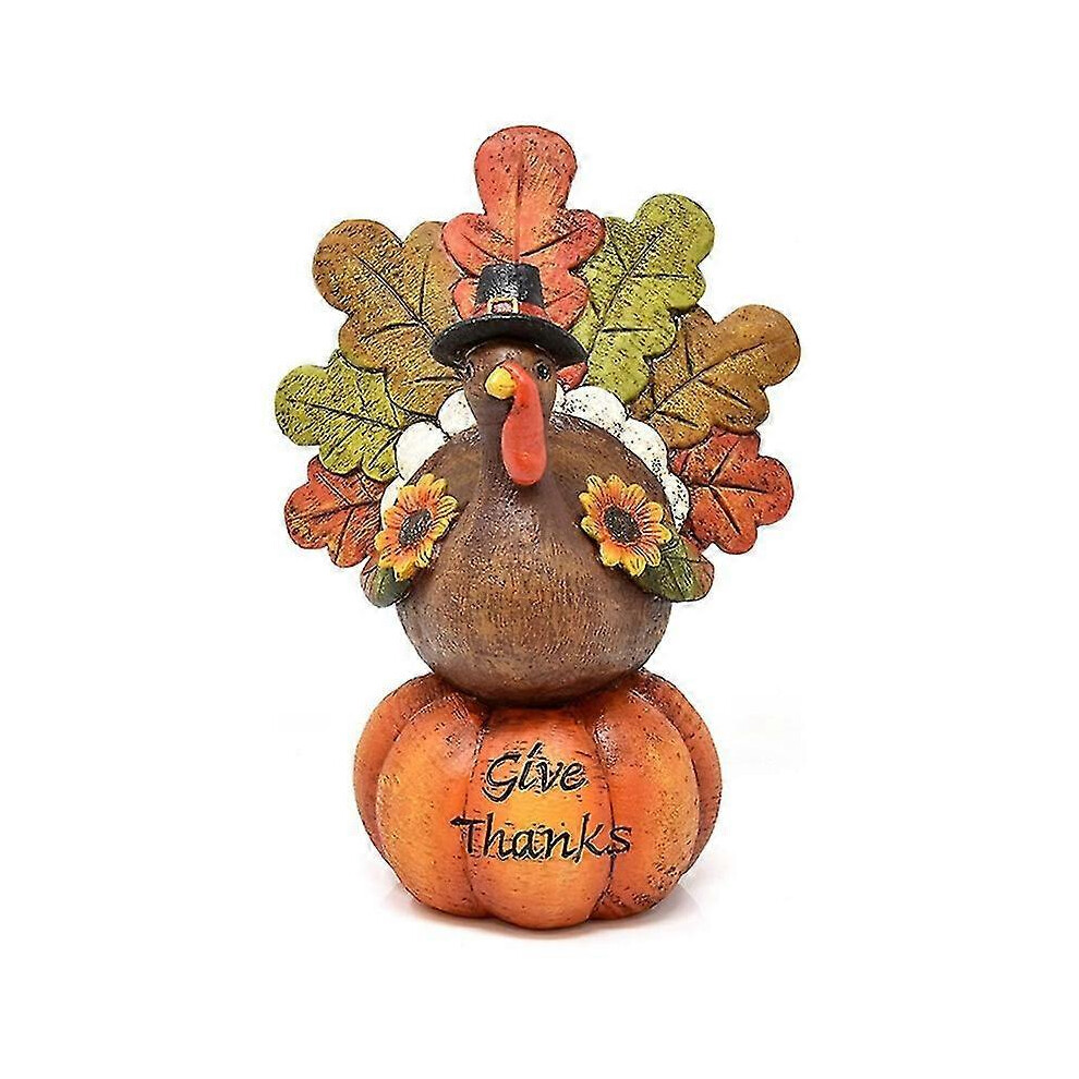 Kikidex (As Show, One Size) Thanksgiving Day Pumpkin Turkey Statues Resin Figurines Ornament Autumn Fall Harvest Halloween Dining Tablet Decorationorange1pcs