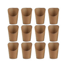 (As show, One size) 50pcs French Fries Snacks Storage Bags Kraft Paper Bag French Fries Holders