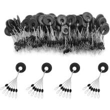 (As show, One size) Rubber Fishing Bobber Beads Stopper, 6 in 1 Float Sinker Stops, Black Oval Shape Float Stop Available L (black) (600pcs)