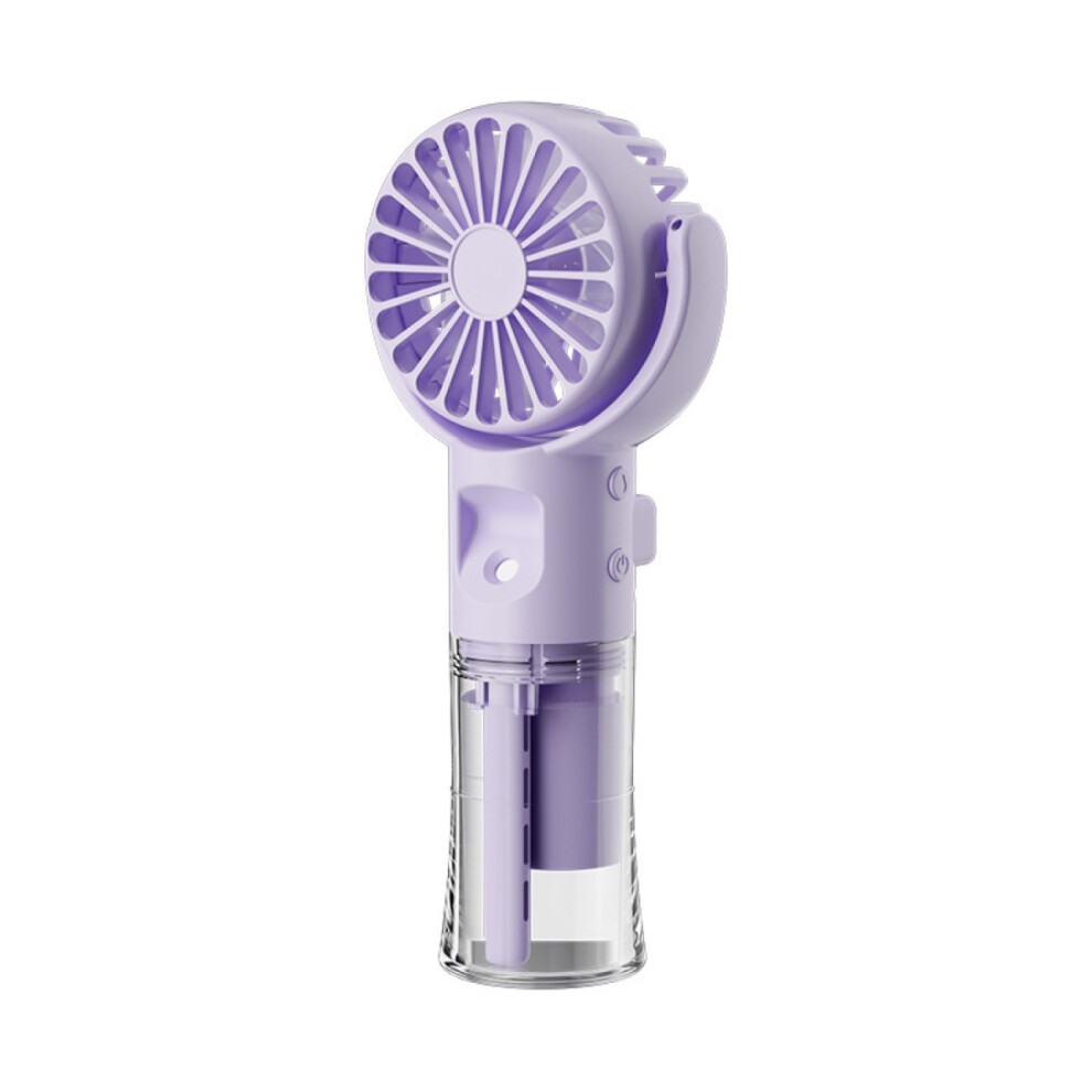 Mini ventilateur portatif avec humidificateur et vaporisateur, rechargeable par USB, 4 vitesses de vent réglables, ventilateur portatif (violet)