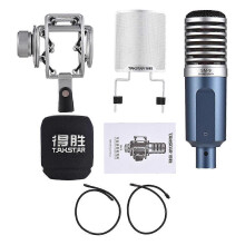 (As show, One size) TAKSTAR SM-9 Cardioid-directional Condenser Recording Microphone Metal Structure Wide Frequency Response with Shock Mount Windscreen for Professional