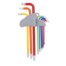 (As show, One size) Star Hex Key Set Multi Colour Wrench Chrome Vanadium Steel Long Arm Tools T10T50