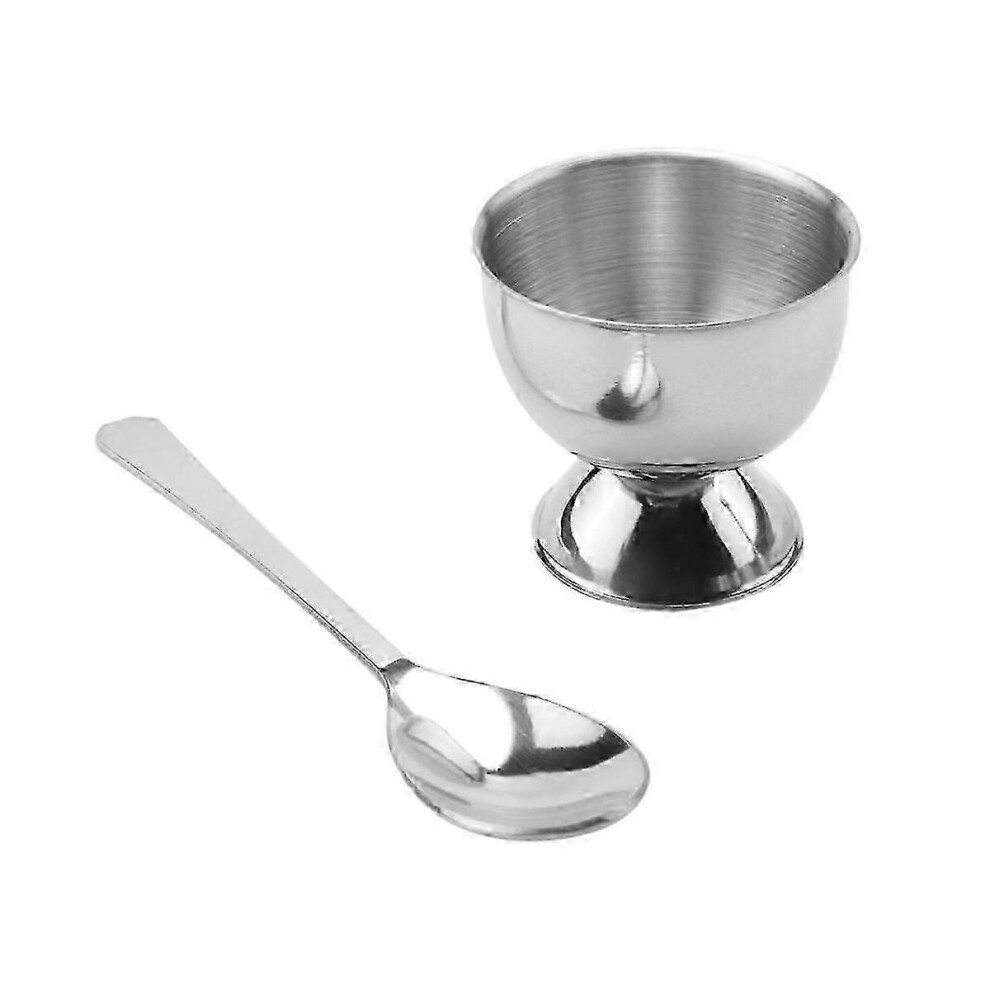 (As show, One size) Stainless Steel Egg Topper Set,Hard Boiled Eggs Separator Holder,4 Spoons,4 Cups,1 Shells Remover T-image-OPC-PHJX7ZJ-NEW
