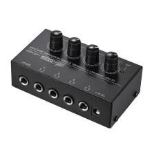 (As show, One size) HA400 Ultra-compact 4 Channels Mini Audio Stereo Headphone Amplifier with Power Adapter