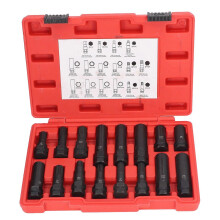 (As show, One size) 16Pcs Locking Lug Nut Master Key Set SAE Metric Wheel Lock Removal Kit Tire Repair Tools