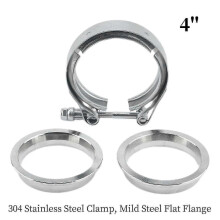 (As show, One size) 4/3.5/3/2.75/2.5/2.25/2/1.75/1. 5 Inch Flat 304 Stainless Steel V-Clamp Steel Exhaust Flange T-Bolt Flat Flange~11596
