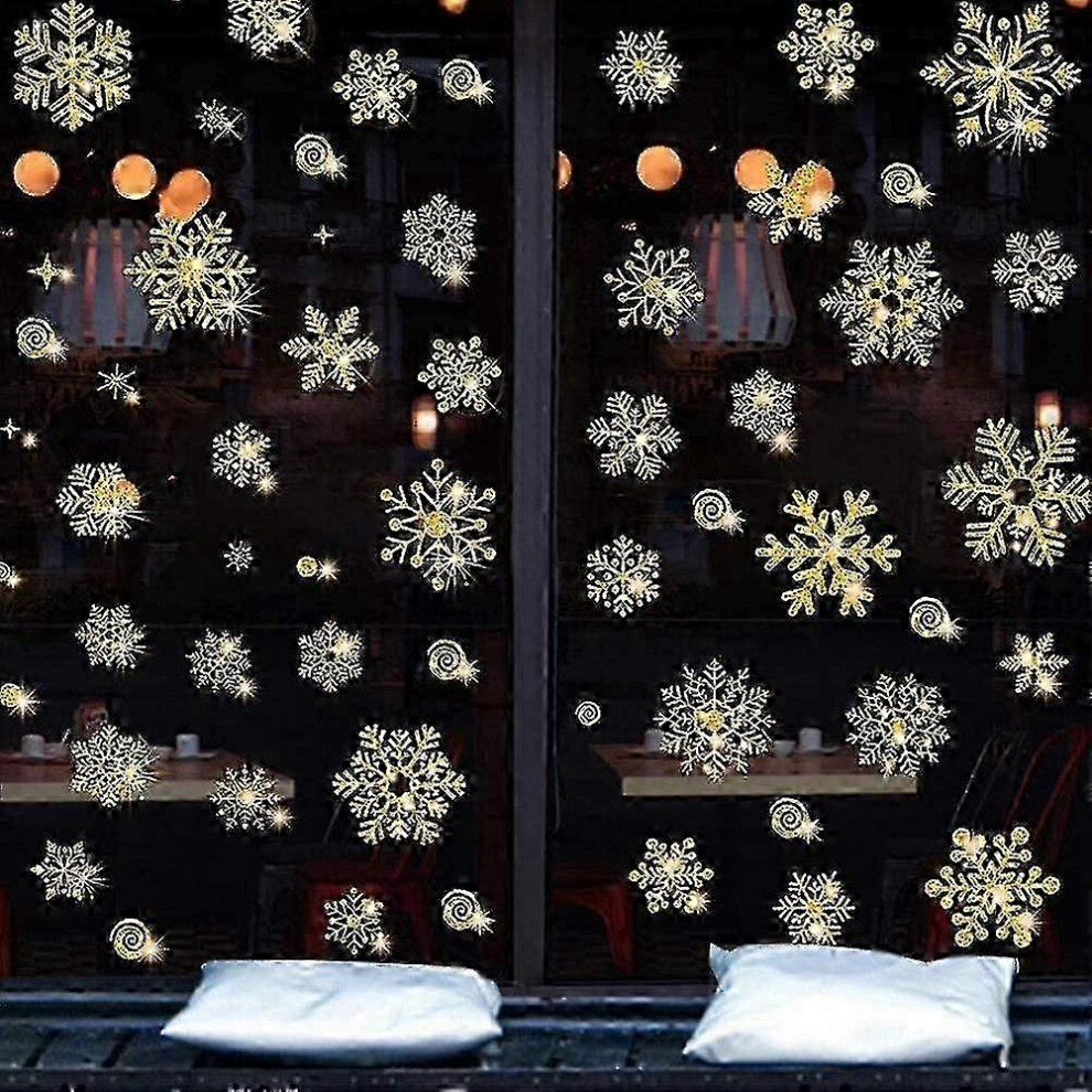 (As Show, One Size) Christmas Window Stickers Christmas Decoration Stickers,147 Pcs Sparkle Snowflake Stickers,Christmas Snowflakes Window Stickers,Re 4633396528191