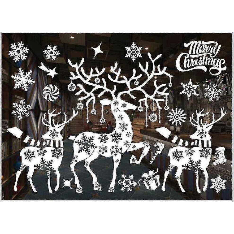 (As Show, One Size) (V)Santa Claus Stickers,Christmas Christmas Tree Snowflake Snowman Window Stickers Christmas Sticke 4633396553391