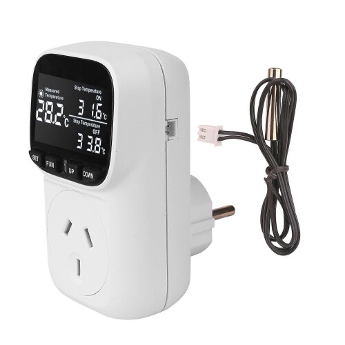 (AU Plug, One size) 240V 10A Temperature Controller Socket High-Precision Digital Display Smart Thermostat Fish Tank Touch Screen Preset Timer Switch Cooling Heating Ther 2