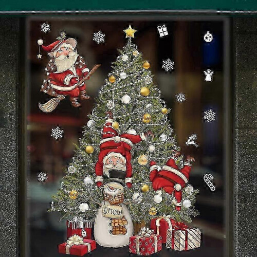 (As show, One size) 2PCS Christmas Snowflake Window Clings Sticker 2