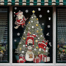(As show, One size) 2PCS Christmas Snowflake Window Clings Sticker