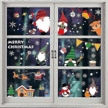 (As show, One size) Christmas Window Stickers Set Snowflake Elk Electrostatic Clings Door Window Decoration