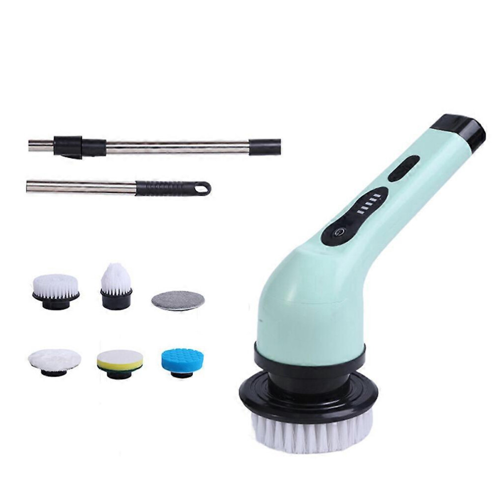 (9pcs brushes, Green) Cordless Electric Cleaning Machine Rechargeable Automatic Kitchen Dishwashing Brush Bathtub Tile Professional Cleaning Tool with-image-OPC-PHJX9VH-NEW