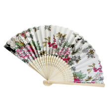 (As show, One size) Traditional Chinese Vintage Bamboo Folding Hand Held Flower Fan Chinese Dance Party Pocket Gifts for Wedding Hand Fans Decor Fan (Color : N)