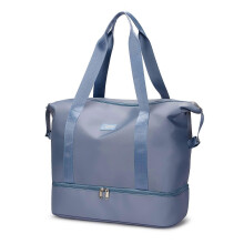 (As show, One size) Large Travel Duffel Bag with Shoe Compartment, Gym Tote Carry on Bags for Women (Blue)