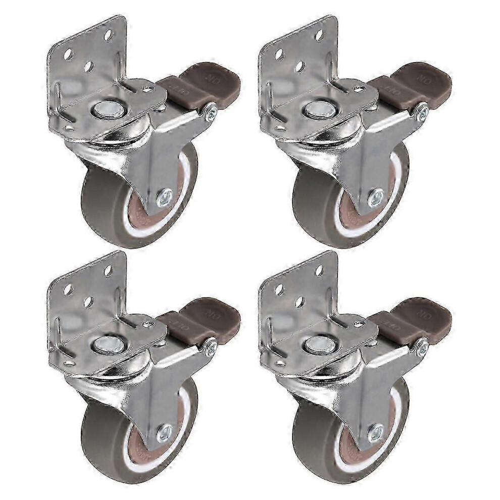 (As Show, One Size) Side Mount Casters, 2 Inch Furniture Wheels, Lshaped Rubber Casters Set Of 4, 360-Degree Locking Swivel Top 4Pack 4632480802186