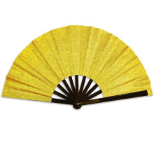 (As show, One size) Glitter Gold Hand Fan XLarge Hand Fan  For Events, Raves, Parties, and More  Indoor  Outdoor Use