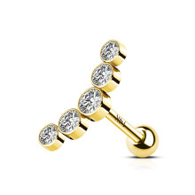 (As show, One size) MeIighting 14K Gold Helix Earrings 16G Clear CZ Cartilage Earrings Tragus Piercing Earrings Stud Earring Body Piercing Jewelry Ref: 7144