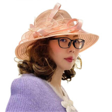 (As show, One size) YSJOY Women's Summer Sun Hat Foldable Floppy Organza Wide Brim Bucket Hat Straw Hat