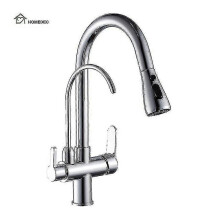 (As show, One size) 3 Way Modern Matt Black Chrome Drinking Brass Mixer Tap Filter Black Pull Out Kitchen Sink