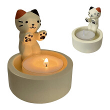 (D, One size) Cat Candle Holder Paw Warmer Cartoon Kitten Candle Holder Cute Cat Aromatherapy Small Mini Tea Light Candle Holder Cat Decoration Cat Gift -GSLA