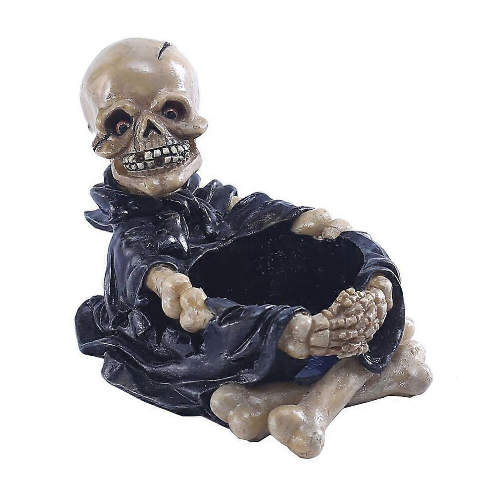 Kikidex (As Show, One Size) Resin Skeleton Candle Base Realistic Skull Ashtray For Halloween Decoration1pcs- Blue