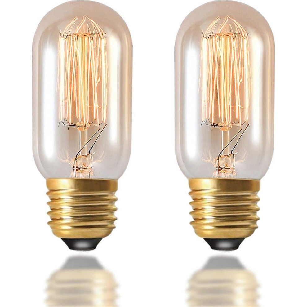 (As show, One size) Vintage Edison Bulb 40W E27 Screw Retro Dimmable T45 Light Bulb Filament Amber Glass Decorative Lamp glod) (2 PCS)-image-OPC-PHJXDFH-NEW