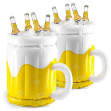 (2 Pcs, One size) Inflatable Beer Mug Beverage Cooler Ice Bucket Wine Festival Large Floating Beverage Cooler Box Series Backyard BBQ Summer Pool Party Decorations -GSL
