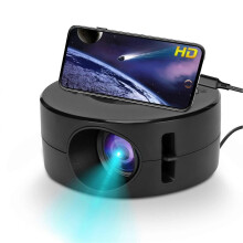 (Black, One size) Mini Video Projector, Portable LED Projector with Phone Same Screen for Smartphone Tablets, Home Theater Projector for Kids -GSL