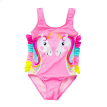 (5-6Y, One size) Girls One Piece Unicorn Swimsuit Backless Bathing Suits Summer -GSL
