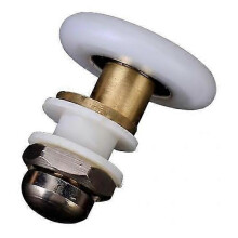 (As show, One size) Shower door rollers roller, shower room pulley old style round arc bathroom glass sliding door pulley single wheel eccentric wheel (Color:White)(7pcs)
