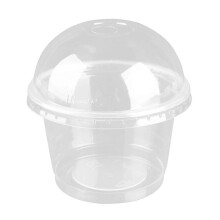 (As show, One size) 100pcs 250ml Disposable Salad Cup Transparent Plastic Dessert Bowl Container With Lid For Bar Cafe Home (dome Lid With Hole)