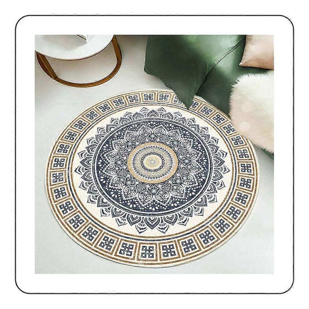 (As show, One size) Round Soft Rug Washable Non Slip Living Room Bedroom Floor Rug Carpet-image-OPC-PHJXJ2Y-NEW