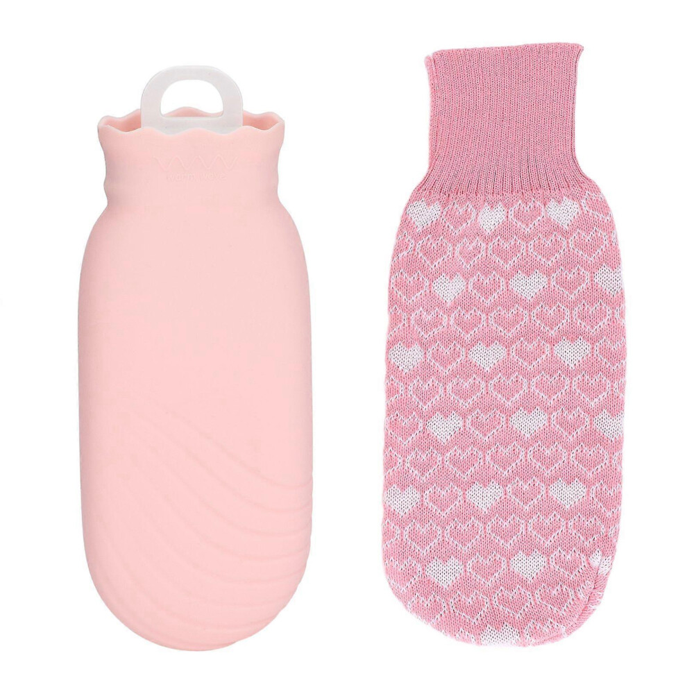 Kikidex Pink (As Show, One Size) 550Ml Hot Water Bag Silicone Plush Cute Cartoon Explosion Proof Leakproof Hot Water Bottle,