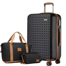 (black and brown, 24+Travel bag) 20+24+28Inch Hard Shell ABS Suitcase Hand Luggage & Travel Bags
