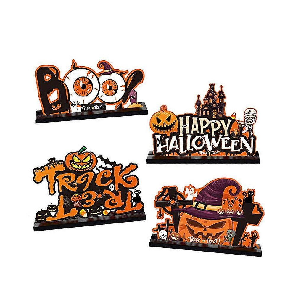 Kikidex (As Show, One Size) Halloween Wooden Centerpiece Sign Happy Halloween Table Toppers -Pumpkin Decoration Halloween Party Kitchen Office Bar Room Decora