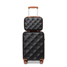(black, 13+20) British Traveller Suitecase 13/20/24/28 Inches Ultralight ABS With TSA Lock