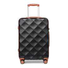 (black and brown, 28) British Traveller Suitecase 13/20/24/28 Inches Ultralight ABS With TSA Lock