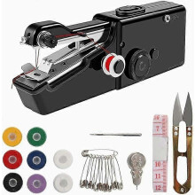 (As show, One size) Small Handheld Portable Sewing Machine, Handheld Electric Sewing Machine Set Portable Mini Sewing Machine (Black) (1set)