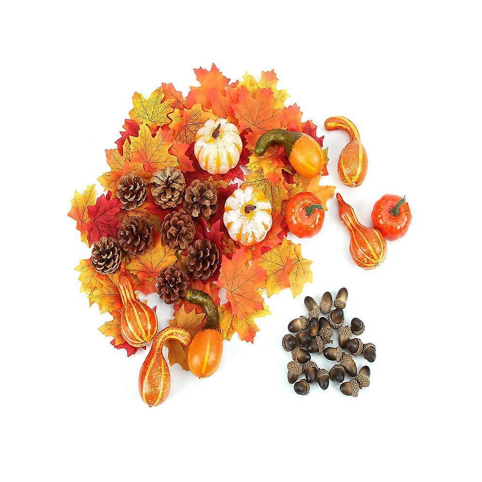 (As show, One size) Fall Thanksgiving Decorations, Mini Artificial Pumpkins, Pine Cones Fall Leaves, Acorns for Fall Party Decorations, Autumn Decorating Kit Halloween Th